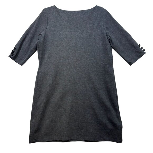 Lands End Womens Sweater Dress Size 14 Charcoal Gray 3/4 Sleeves Button Detail - Picture 8 of 10